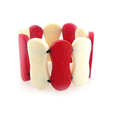 Handmade Colored Yak Bone Stretch Bracelet 1.5" Wide