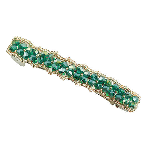 Crystal & Seedbeads Princess Barrette Black