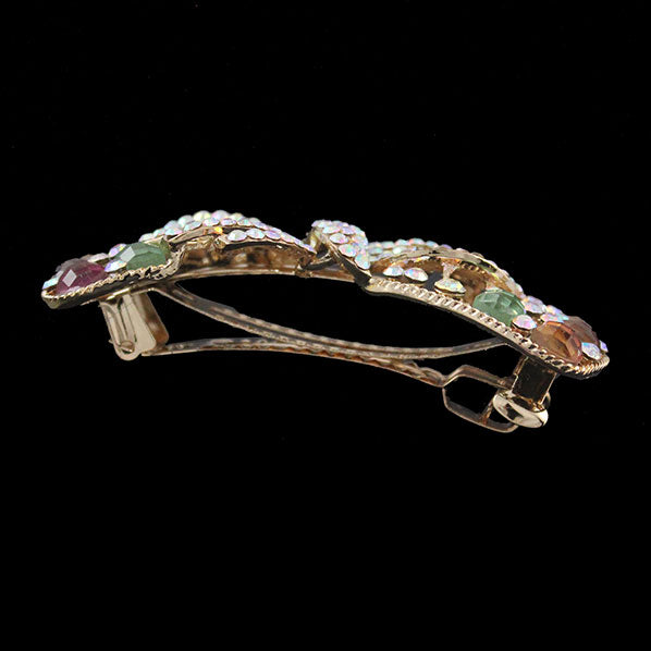 Gold Finish Rhinestone Bow Full-size Barrette