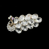 Gold Finish Peacock Princess Barrette w/ Large Rhinestones
