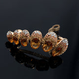 LUX Champagne Czech Rhinestone Oval Array Hair Barrette