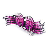 Pink Leaves Czech Crystal Rhinestone Hair Barrette