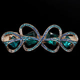 LUX Gold Finish Square Zircon & Czech Rhinestone Abstract Princess Hair Barrette