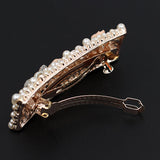 Peal & Rhinestone Floral Butterfly Rectangle Hair Barrette