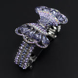 LUX Czech Rhinestone & Zircon Ponytail Barrette Bow Lilac