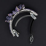 LUX Czech Rhinestone & Zircon Ponytail Barrette Bow Lilac
