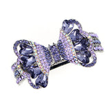LUX Czech Rhinestone & Zircon Ponytail Barrette Bow Lilac