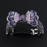 LUX Czech Rhinestone & Zircon Ponytail Barrette Bow Lilac