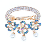 Oval Floral Princess Hair Barrette w/ Pearl Tassels Pink