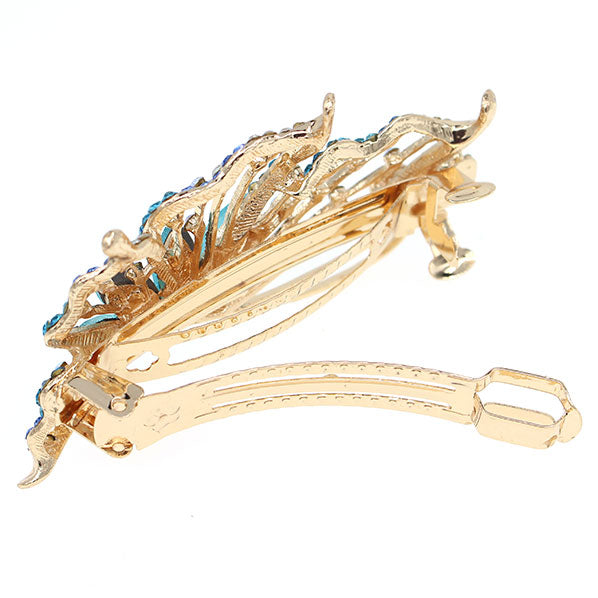Gold Finish Rhinestone Butterfly Hair Barrette