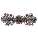 Vintage Filigree Bow Hair Barrette w/ Rhinestones