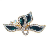 Violet Enamel Leaves w/ Rhinestones Princess Hair Barrette