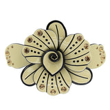 Crystalmood Cellulose Acetate Flower w/ Rhinestones Hair Barrette Brown