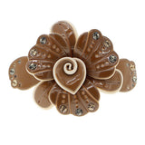 Crystalmood Cellulose Acetate Flower w/ Rhinestones Hair Barrette Pink