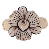Crystalmood Cellulose Acetate Flower w/ Rhinestones Hair Barrette Tan