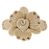 Crystalmood Cellulose Acetate Flower w/ Rhinestones Hair Barrette Gray