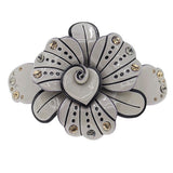 Crystalmood Cellulose Acetate Flower w/ Rhinestones Hair Barrette Purple