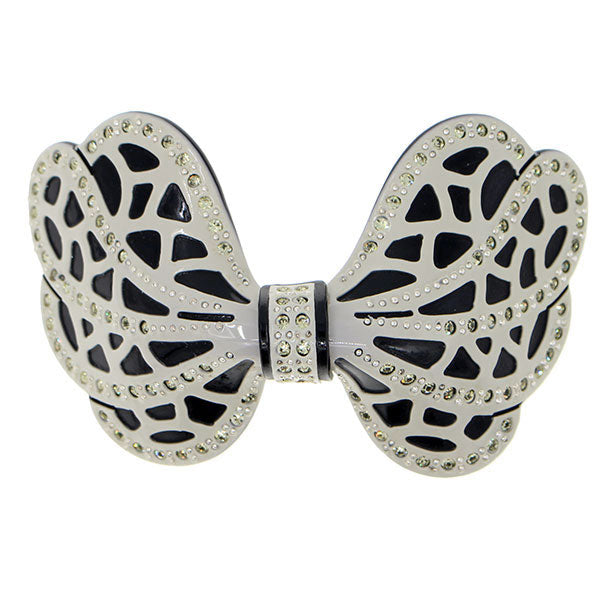 Crystalmood Cellulose Acetate Bow Hair Barrette w/ Rhinestones Blue