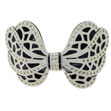 Crystalmood Cellulose Acetate Bow Hair Barrette w/ Rhinestones Blue