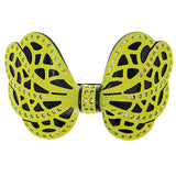 Crystalmood Cellulose Acetate Bow Hair Barrette w/ Rhinestones Hotpink