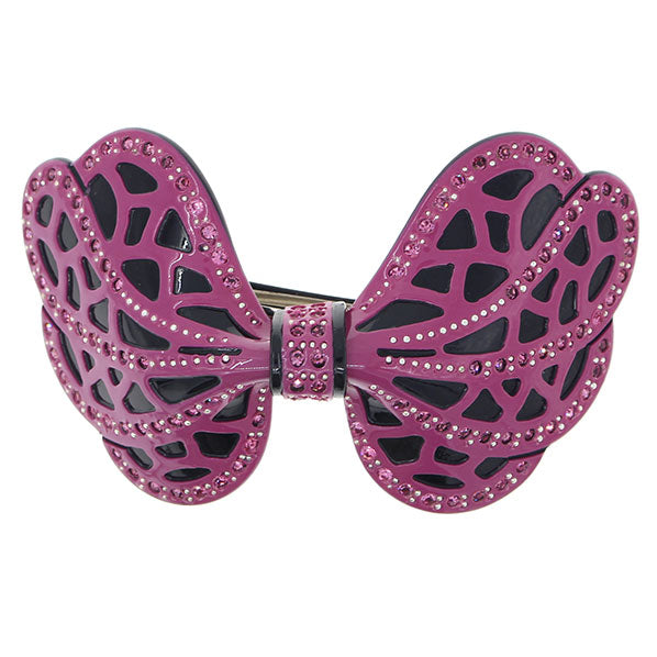 Crystalmood Cellulose Acetate Bow Hair Barrette w/ Rhinestones Green