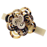 Crystalmood Cellulose Acetate Circle Floral Hair Barrette w/ Rhinestones Blue