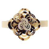 Crystalmood Cellulose Acetate Circle Floral Hair Barrette w/ Rhinestones Blue