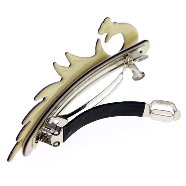Crystalmood Cellulose Acetate Peacock Hair Barrette w/ Rhinestones Purple