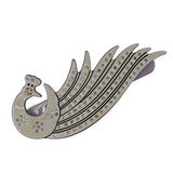 Crystalmood Cellulose Acetate Peacock Hair Barrette w/ Rhinestones Gray