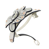 Crystalmood Cellulose Acetate Flower w/ Rhinestones Hair Barrette Yellow