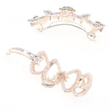 Gold Finish Rhinestone Hair Barrette Bow with Teardrop Clear