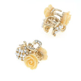 Butterfly Rhinestone & Glass Pearl Barrette Mini Clip Hairpins 4pc Set Champagne