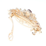 Enamel Floral Barrette with Rhinestones and Glass Pearls Red