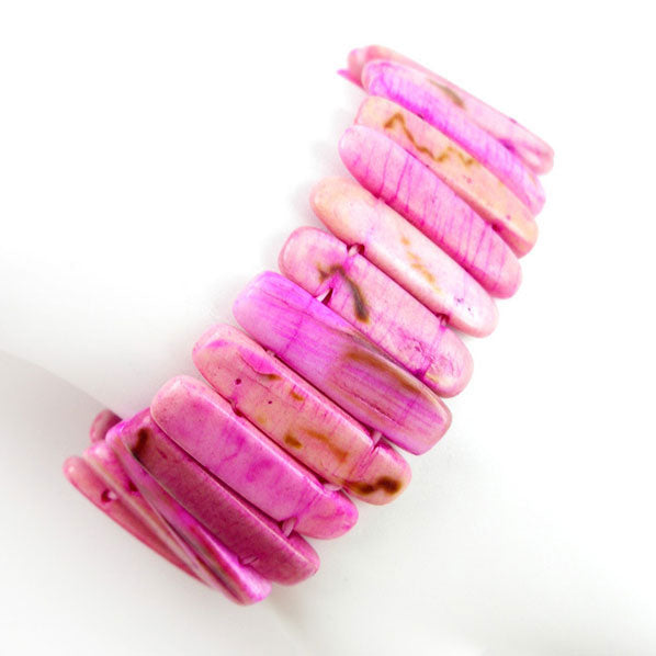Hotpink Shell Stretch Bracelet 1" Wide