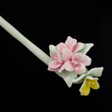 Handmade Porcelain China Orchid Hair Stick Pink
