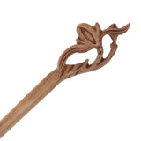 Machine Carved Wood Hair Stick for DIY Peach Flower Peachwood