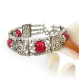 Tibetan Silver and Coral Beads Bracelet 0.6