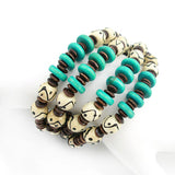 Tibetan Style Painted Wood Beads Bracelet 1.7" wide