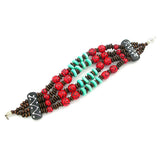 Tibetan Style Painted Wood Beads Bracelet 1.7" wide