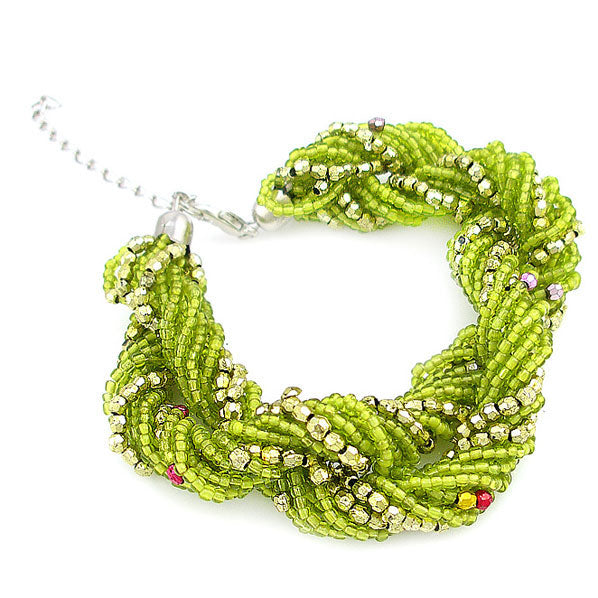 Tibetan Style Handmade Beaded 18-strand Twist Bracelet Blue