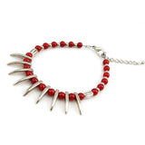 Tibetan Silver and Coral Bracelet with Tassels