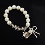White Faux Pearl Bracelet with Prayer Box Charm