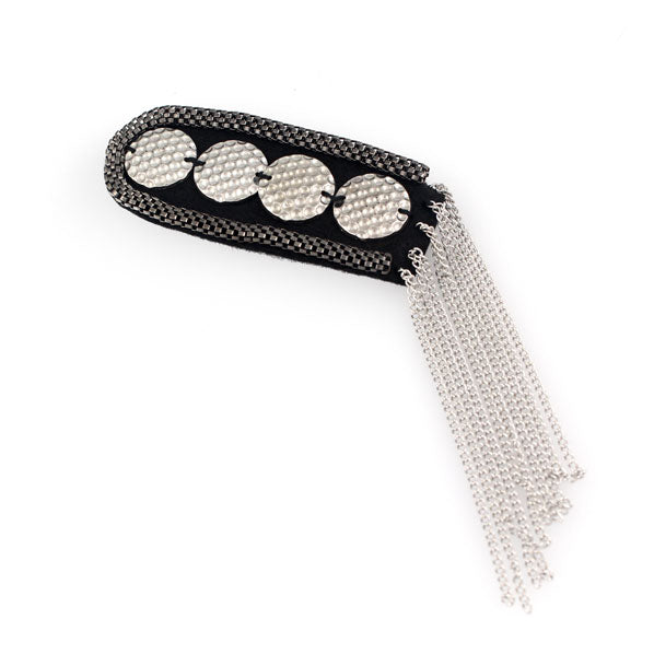 Fringed Epaulet with Acrylic Gems and Metal Tubes