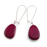 Tribal Wood Teardrop Earrings Red