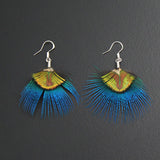 Peacock Feather Earrings with Sterling Silver Earwire