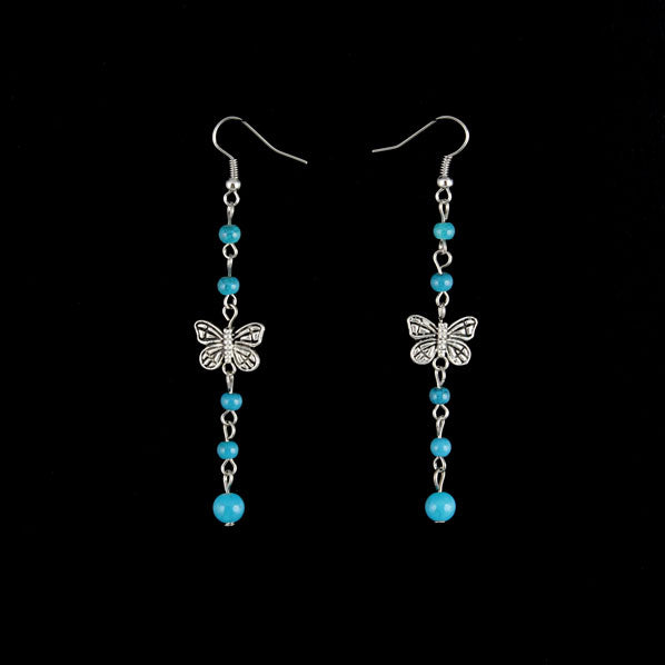 Tibetan Style Butterfly Earrings Blue