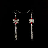 Tibetan Style Butterfly Earrings Red