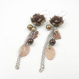 Polymer Rose and Shell Earrings Yellow