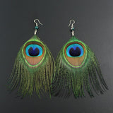 Peacock Feather Earrings with Sterling Silver Earwire