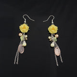 Polymer Rose and Shell Earrings Green